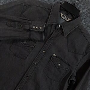 Salt Valley Western Shirt Mens Small Black Denim Rick Grimes Walking Dead Cowboy